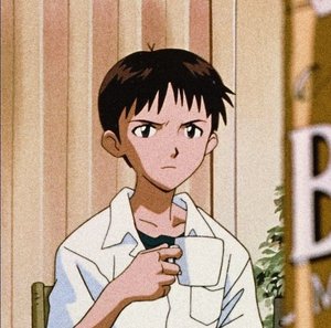 Shinji Ikari enjoys a cup of coffee